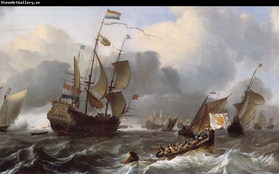 Ludolf Backhuysen Detail of THe Eendracht and a Fleet of Dutch Men-of-War